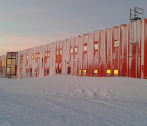 Snow covering accomadation building