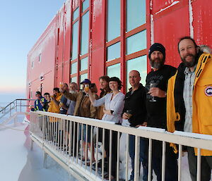 Casey expeditioners salute the sun.