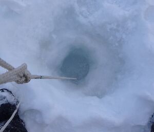 Hole in ice for samples to be taken from