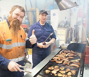 Expeditioners cooking at BBQ