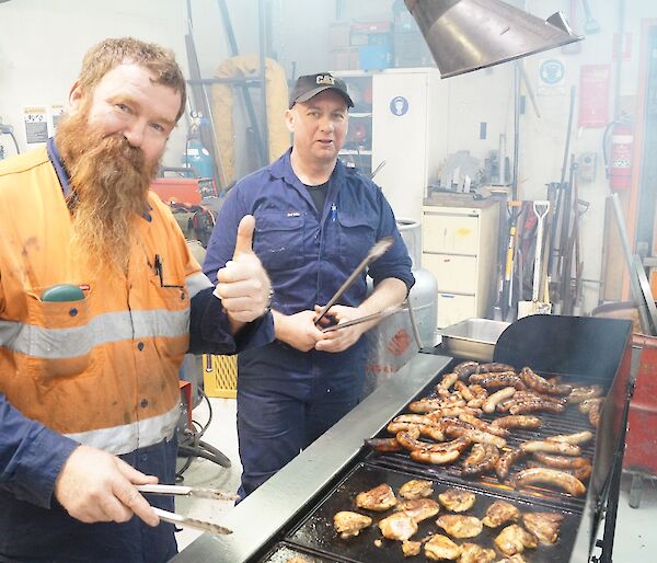 Expeditioners cooking at BBQ