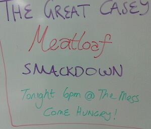 Sign advertising meat loaf competition