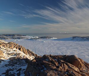 Blown out ice in the bay looking across to Wilkes from Reeve’s Hill.