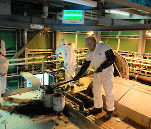 Crew cleaning waste treatment facility