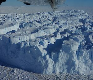 View of glacier from plane window