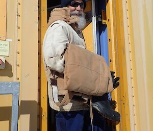 Weather observer departs his office for the last time.