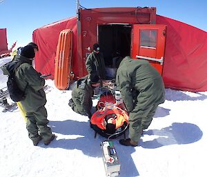 Medical team practice patient transfers