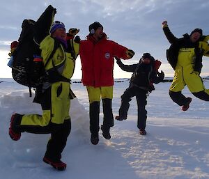 Expeditioners jump for joy at survival training