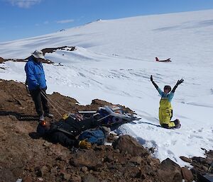 tired Expeditioners finish their field work