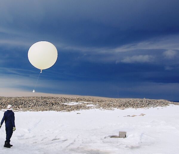 Balloon release against a threatening sky