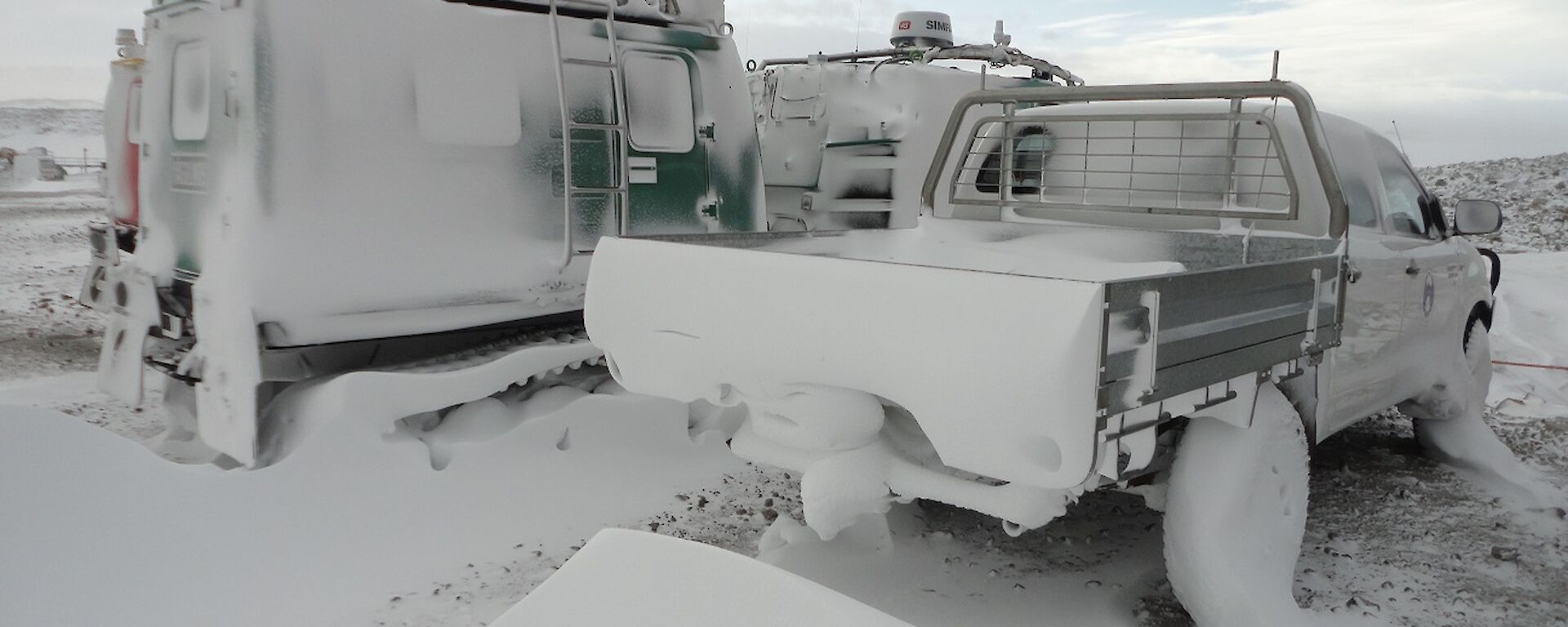 Snow in rear of truck