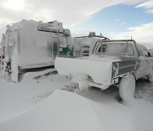 Snow in rear of truck