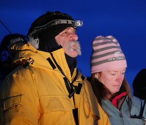 Steve and Donna, both from New Zealand standing side by side at the dawn service.