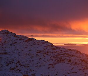 Sunset with low cloud looking from Red Shed to the North West over Reeve Hill.