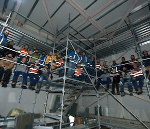 The Casey crew posing in the new Casey Utilities Building which is currently under construction.