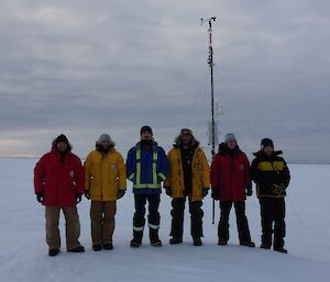 Six Party Members standing in front of the Cape Poinsett AWS