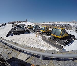 The fleet of Prinoth snow groomers we learn to work on and operate while at Perisher.