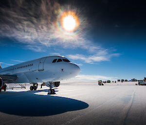 Aeroplane in foreground at Wilkins airfield