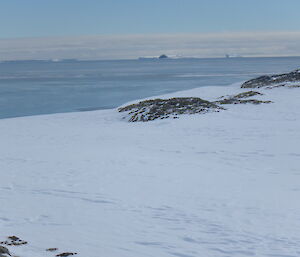 Large icebergs pictured of the coast of the Bailey Peninsula