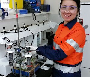 A scientist working in the lab