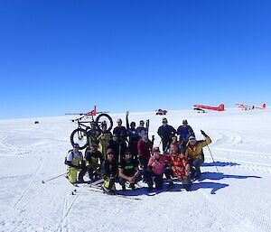 A group of expeditioners prepare to ski from Casey skiway