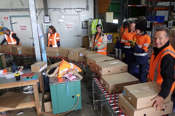 Australian Antarctic Division Director Nick Gales helps out in Casey store