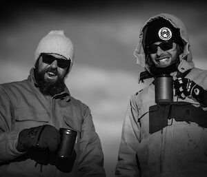 Casey Chef Dom & Forecaster Jake camping on the Mitchell Peninsula near Casey Station