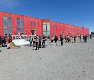 Expeditioners watch the Qantas flyover on Australia day