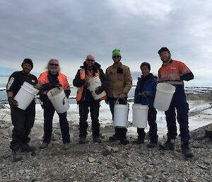 Expeditioners get ready to start the clean up