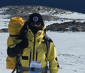 An expeditioner out in the field near Casey station