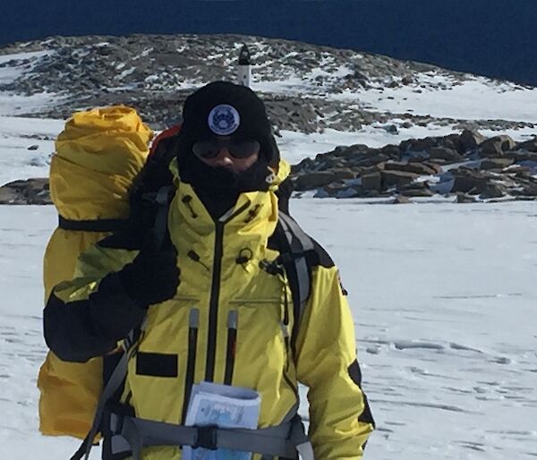 An expeditioner out in the field near Casey station