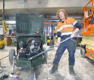 A mechanic at work in the Casey workshop