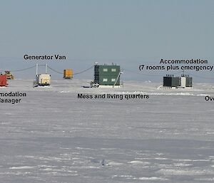 The Wilkins site with labels indicating each building