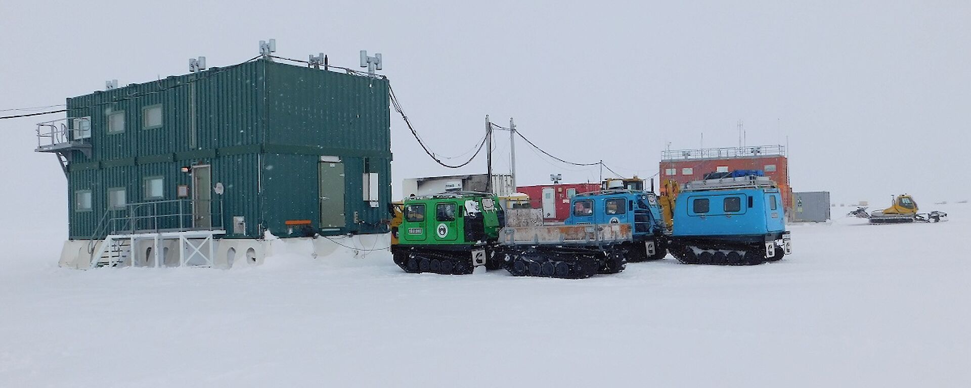 Wilkins Facilities Block with Hägglunds parked out front