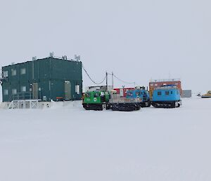 Wilkins Facilities Block with Hägglunds parked out front