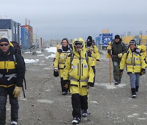 A group of Expeditioners return to Station from Survival Training