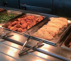 Food prepared for a formal dinner at Casey station