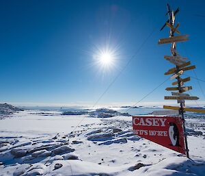 Casey sign with sun and blue sky