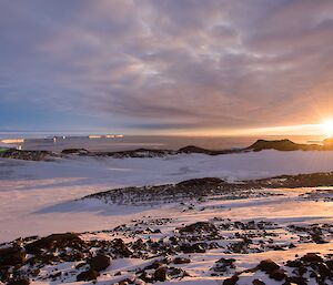 Sunset over the Vanderford Glacier