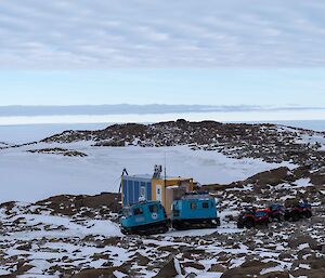 Browning Hut and the blue Hägg and quads parked outside