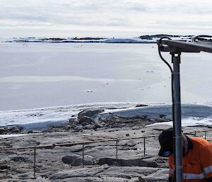 Expeditioners working on cable