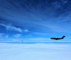 Aircraft about to land on ice runay