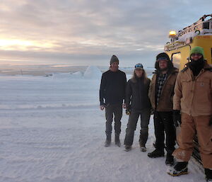 Four expeditioners and a Hägglunds