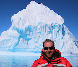 Simon in front of ice berg