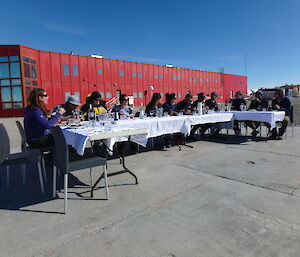 Dinner on the helipad.