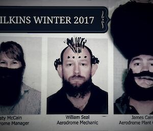 Photos of Wilkins team with fake beards