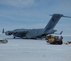 A C17 plane on ice runway