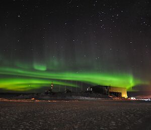 A green aurora over the flag poles 20th May, 2017.