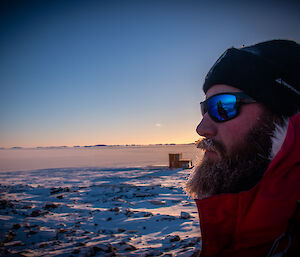 A man, Sealy with an icy beard