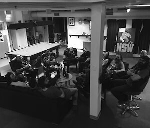 Expeditioners sitting in a lounge area